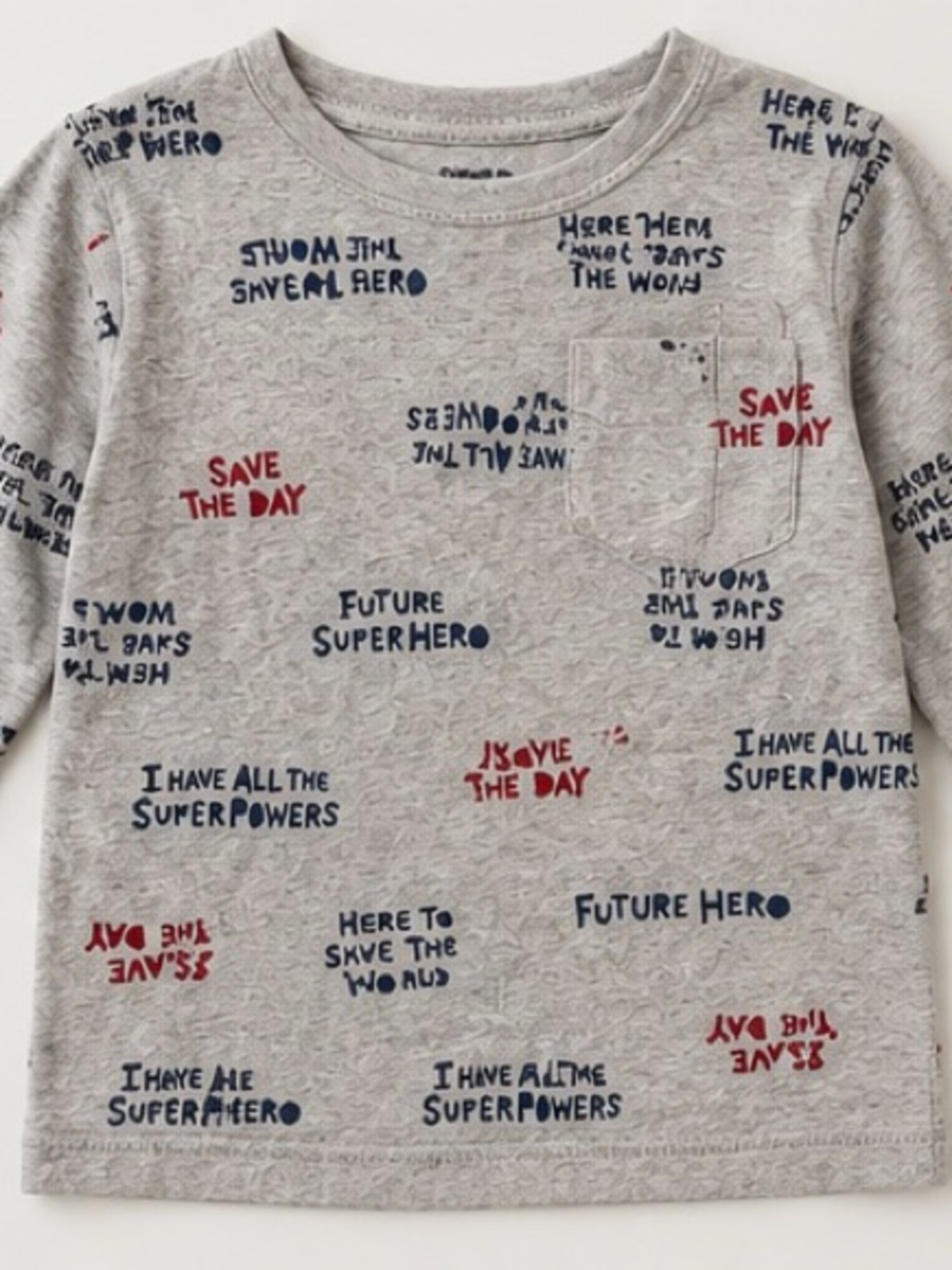 Garanimals Grey Long Sleeve Tee with Red & Navy Superhero Prints